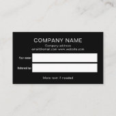 白黒の会社のカスタムロゴ 紹介カード (裏面)