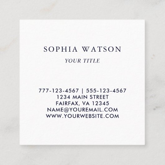 白黒の会社カスタムロゴ スクエア名刺 (裏面)