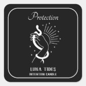 白黒の保護意図キャンドルラベル スクエアシール (正面)