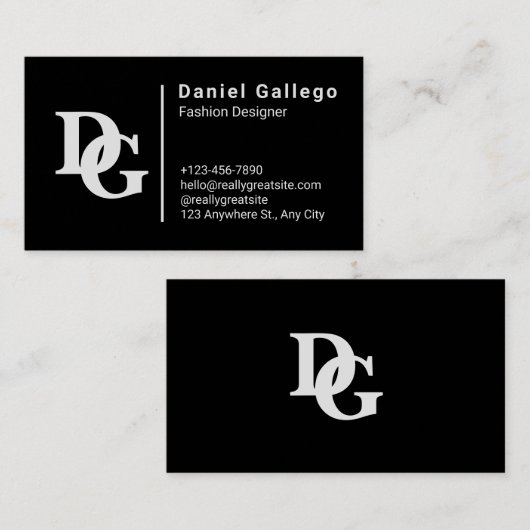 白黒の個人用シンプル 名刺 (正面/裏面)