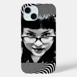 白黒の催眠の視線 iPhone 15ケース