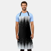 白黒の催眠性の丸い線ストリークアート エプロン (着用した状態)