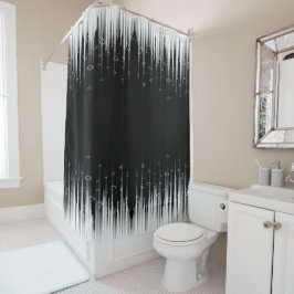 白黒の催眠性の丸い線ストリークアート シャワーカーテン