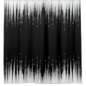 白黒の催眠性の丸い線ストリークアート シャワーカーテン (正面)