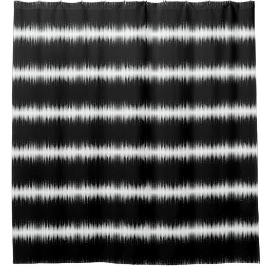 白黒の催眠性の丸い線ストリークアート シャワーカーテン (正面)