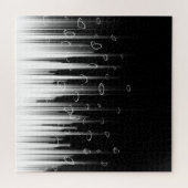 白黒の催眠性の丸い線ストリークアート ジグソーパズル (横)