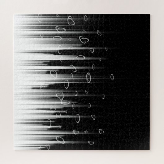 白黒の催眠性の丸い線ストリークアート ジグソーパズル (横)