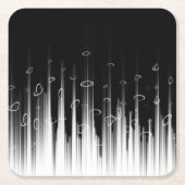 白黒の催眠性の丸い線ストリークアート スクエアペーパーコースター (正面)