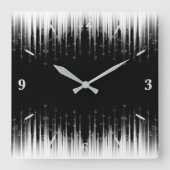 白黒の催眠性の丸い線ストリークアート スクエア壁時計 (正面)