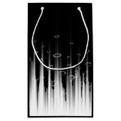 白黒の催眠性の丸い線ストリークアート スモールペーパーバッグ (裏面)