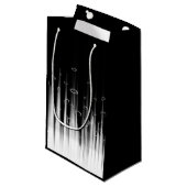 白黒の催眠性の丸い線ストリークアート スモールペーパーバッグ (正面アングル)