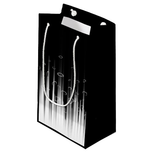 白黒の催眠性の丸い線ストリークアート スモールペーパーバッグ (正面アングル)