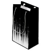 白黒の催眠性の丸い線ストリークアート スモールペーパーバッグ (裏面アングル)