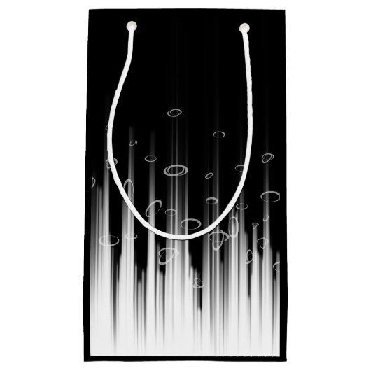 白黒の催眠性の丸い線ストリークアート スモールペーパーバッグ (正面)