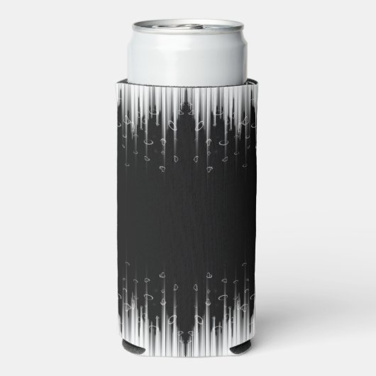 白黒の催眠性の丸い線ストリークアート スリム缶クーラー (Seltzer裏面)
