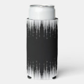 白黒の催眠性の丸い線ストリークアート スリム缶クーラー (Seltzer正面)
