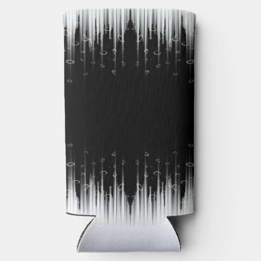 白黒の催眠性の丸い線ストリークアート スリム缶クーラー (裏面)