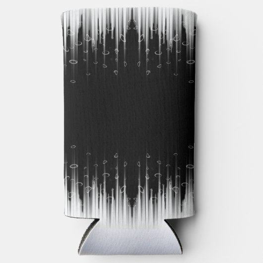 白黒の催眠性の丸い線ストリークアート スリム缶クーラー (正面)