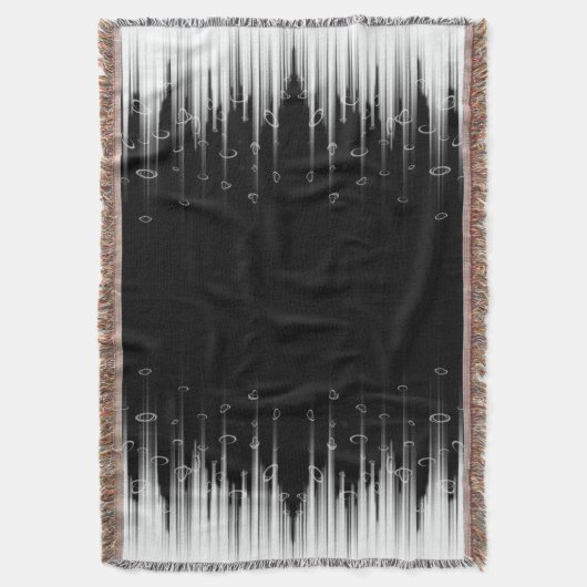 白黒の催眠性の丸い線ストリークアート スローブランケット (正面縦)