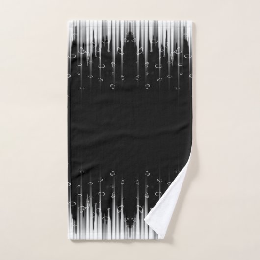 白黒の催眠性の丸い線ストリークアート バスタオルセット (ハンドタオル)