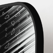 白黒の催眠性の丸い線ストリークアート ピックルボールラケット (左詳細)