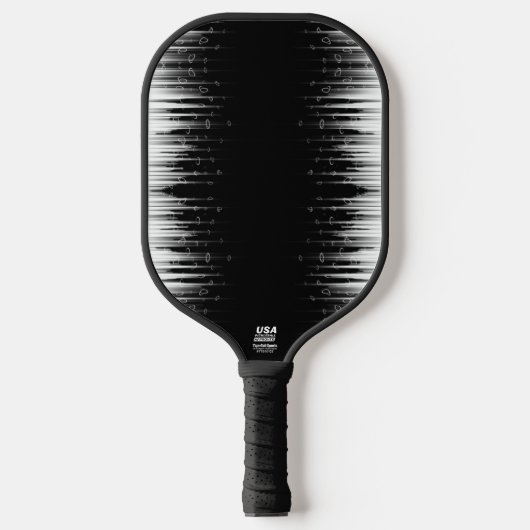 白黒の催眠性の丸い線ストリークアート ピックルボールラケット (正面)