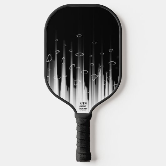 白黒の催眠性の丸い線ストリークアート ピックルボールラケット (正面)