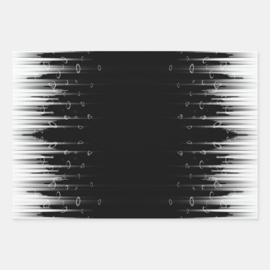 白黒の催眠性の丸い線ストリークアート ラッピングペーパーシート (正面2)