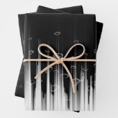 白黒の催眠性の丸い線ストリークアート ラッピングペーパーシート (インサイチュ)