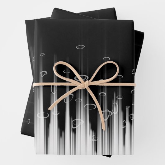 白黒の催眠性の丸い線ストリークアート ラッピングペーパーシート (インサイチュ)