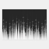 白黒の催眠性の丸い線ストリークアート ラッピングペーパーシート (正面)