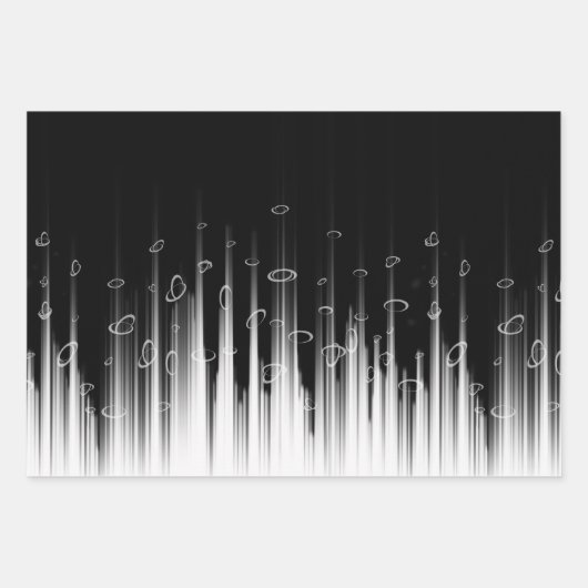 白黒の催眠性の丸い線ストリークアート ラッピングペーパーシート (正面)