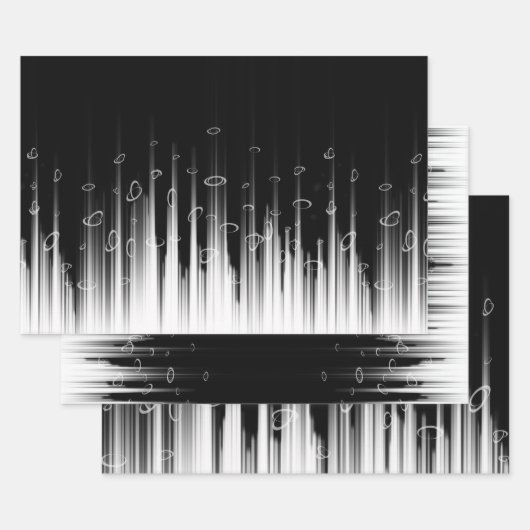 白黒の催眠性の丸い線ストリークアート ラッピングペーパーシート (セット)