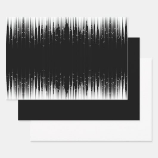 白黒の催眠性の丸い線ストリークアート ラッピングペーパーシート (セット)