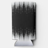 白黒の催眠的な円状の線のストリークアート スリム缶クーラー (裏面)