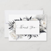 白黒の優雅な結婚式 サンキューカード (正面)