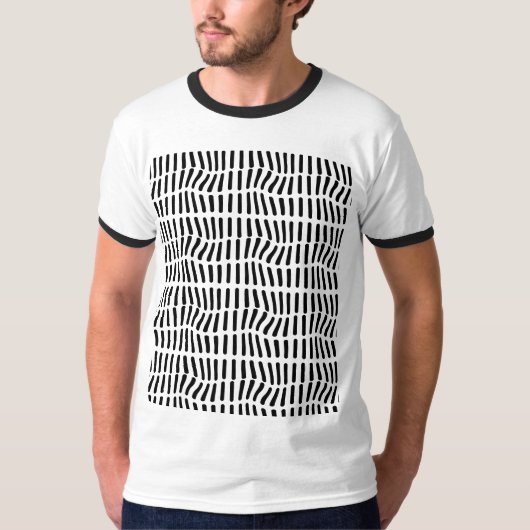 白黒の光学アート Tシャツ (正面)