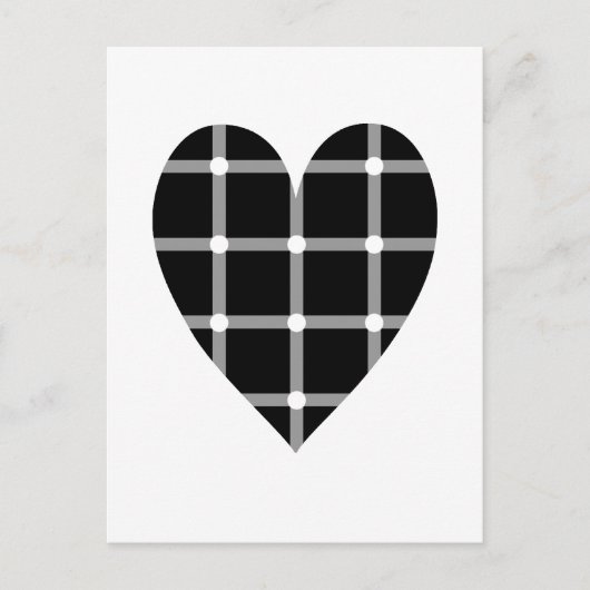 白黒の光学錯覚ハート ポストカード (正面)