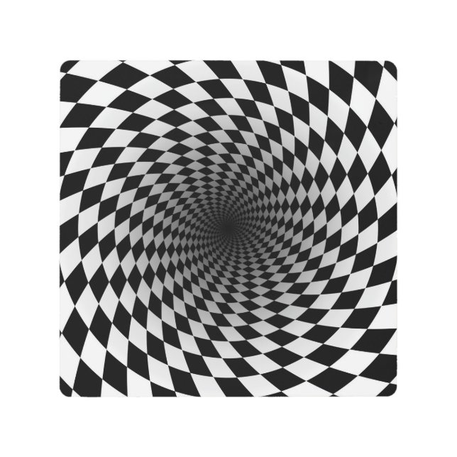 白黒の光学錯覚 メタルプリント (正面)