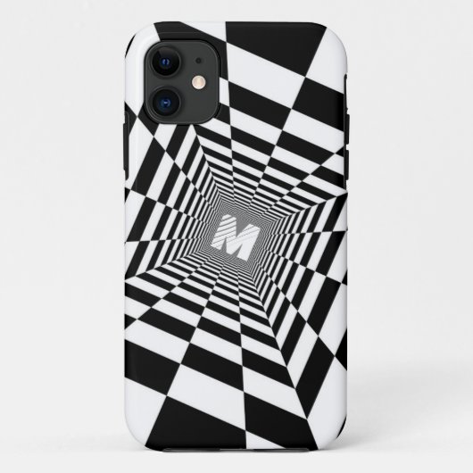 白黒の光学錯覚、白モノグラム Case-Mate iPhoneケース (裏面)