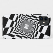 白黒の光学錯覚、白モノグラム Case-Mate iPhoneケース (裏面(横))