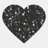 白黒の光沢のあるグリッターの輝き ハートシール (正面)