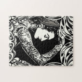 白黒の入れ墨されたジプシーの女性 ジグソーパズル (横)