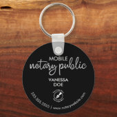 白黒の公証人QRコードロゴビジネスプロモーション キーホルダー (正面)