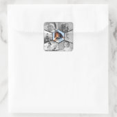 白黒の六角フォトコラージュ スクエアシール (バッグ)