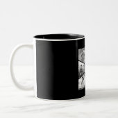 白黒の六角フォトコラージュ ツートーンマグカップ (左)