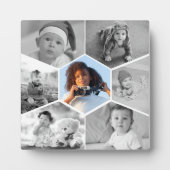 白黒の六角フォトコラージュ フォトプラーク (正面)
