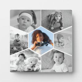 白黒の六角フォトコラージュ フォトプラーク