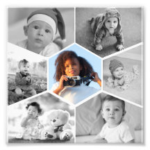 白黒の六角フォトコラージュ