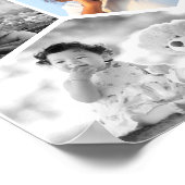 白黒の六角フォトコラージュ ポスター (角)